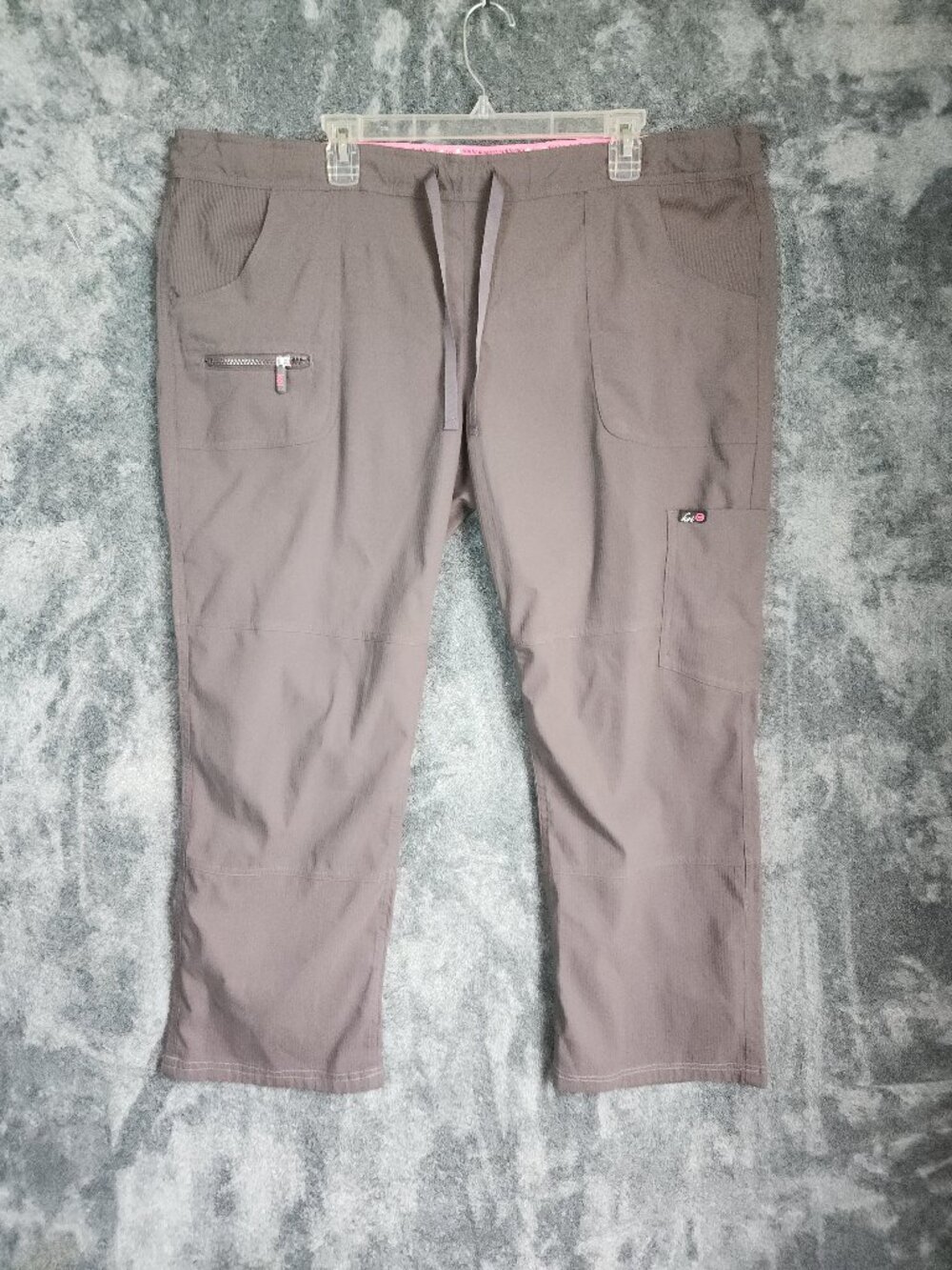 Koi Lite Brown Women Stretch Scrub Pants Size XL Medical Career 25.5 Inseam EUC